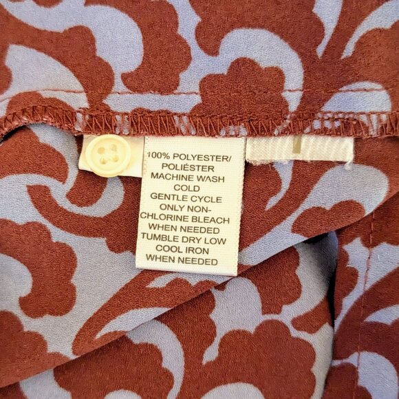 ANN TAYLOR LOFT Women's Short Cap Sleeve Top Blouse Size S Red Blue Print - Picture 7 of 7